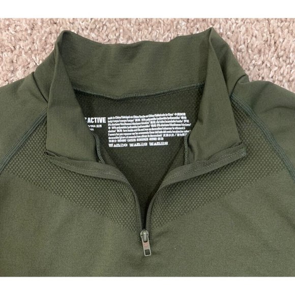 Victoria Secret PINK Active M/L 1/4 Zip Army Green Cropped L/S Top Thumbholes - Picture 3 of 10